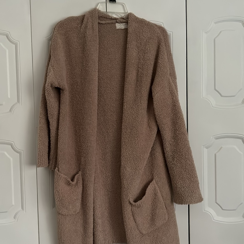 Thread and supply taupe duster cardigan in xl